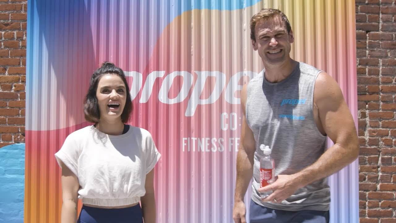 Luke Milton and Lucy Hale at a Propel Event